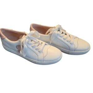 Kate Spade New York Fez White Pink Leather Spade Cutout Sneakers Womens 10B